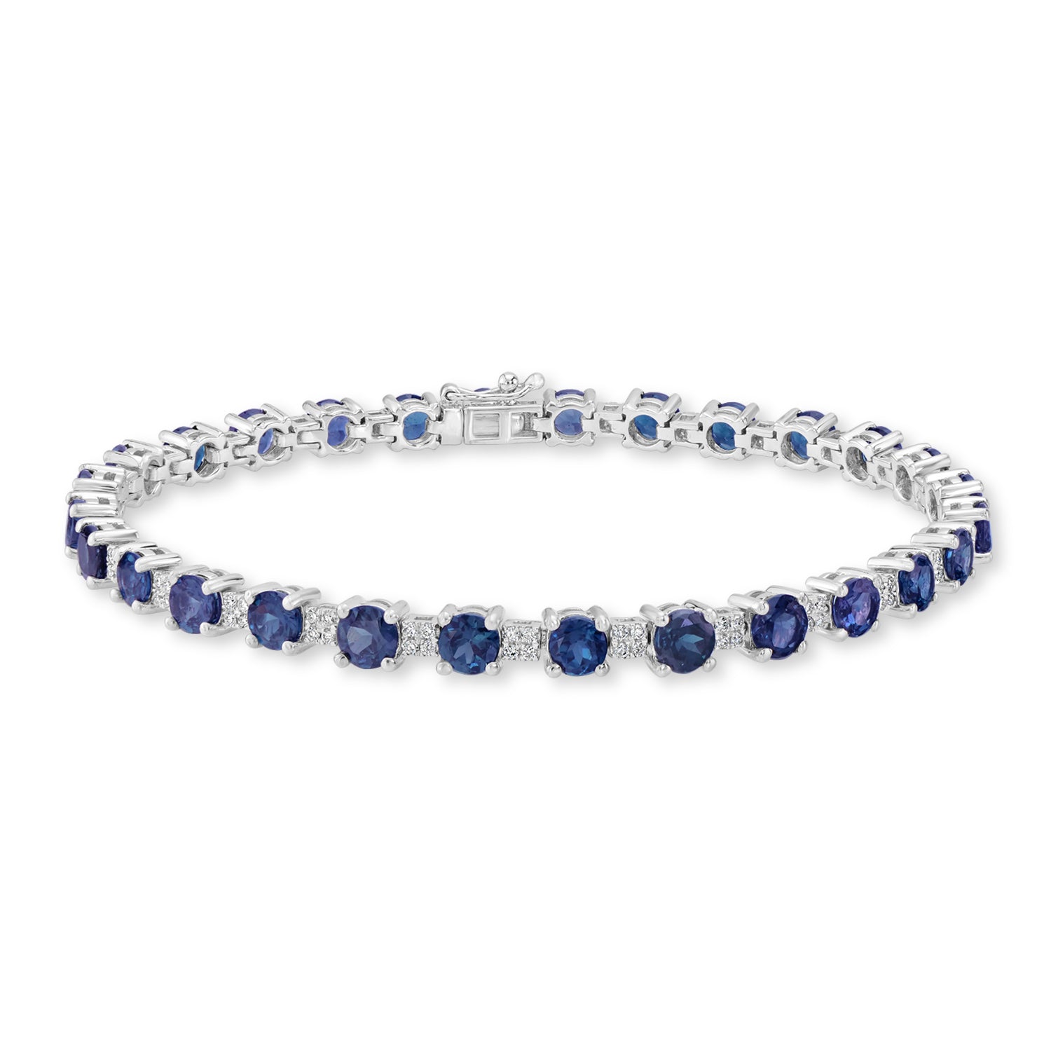 Emerald-Cut Garnet & White Lab-Created Sapphire Bracelet Sterling Silver  7.5” | Kay Outlet