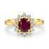 1.31ct Ruby Ring with 0.38tct Diamonds set in 14K Yellow Gold