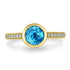 2.3ct Blue Zircon Ring with 0.16tct Diamonds set in 14K Yellow Gold