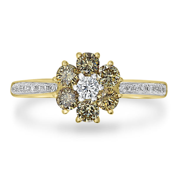 0.59tct Yellow Diamond Ring with 0.18tct Diamonds set in 14K Yellow Gold