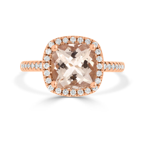 2.62ct Morganite Rings with 0.32tct Diamond set in 14K Rose Gold