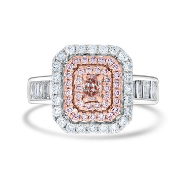 0.18ct Pink Diamond Rings with 1.1tct Diamond set in 14K Two Tone Gold