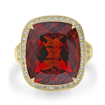 13.93ct Citrine Rings with 0.28tct Diamond set in 18K Yellow Gold