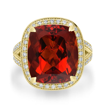 11.24ct Citrine Rings with 0.67tct Diamond set in 18K Yellow Gold