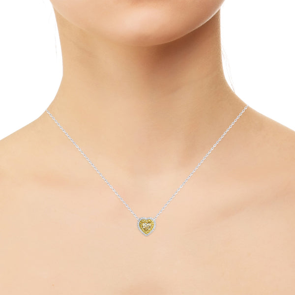 1.04ct Yellow Diamond Necklaces with 0.39tct Multi set in 18K Two Tone Gold