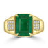 3.12ct Emerald Rings with 0.28tct Diamond set in 18K Yellow Gold