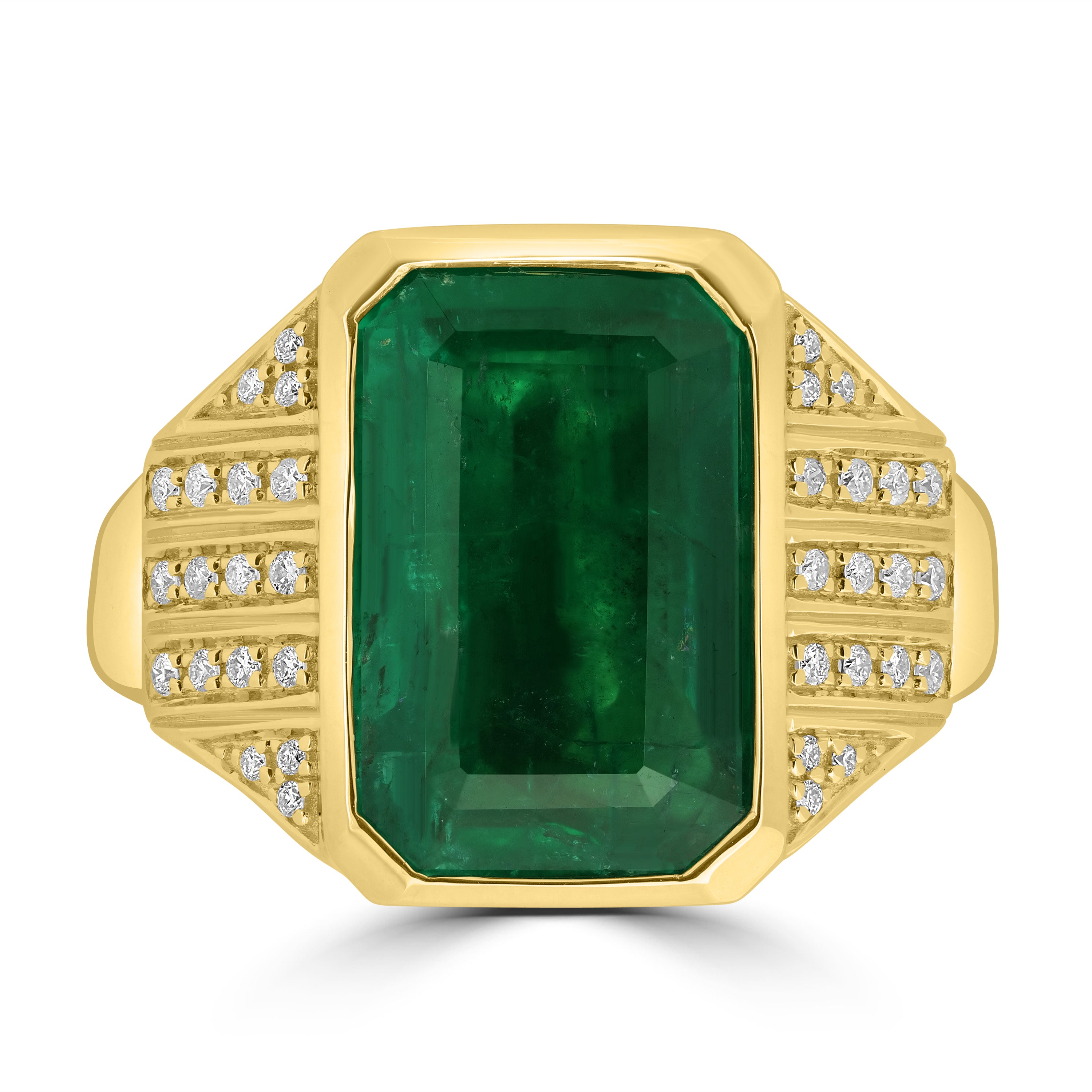 Emerald Engagement Ring with A Small Diamond - Asymmetric Emerald Ring –  ARTEMER