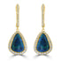 6.19ct Black Opal Earrings with 0.73tct Diamond set in 18K Yellow Gold