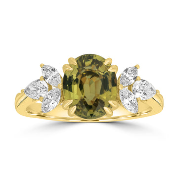 2.54ct Sapphire Rings with 0.572tct Diamond set in 18K Yellow Gold