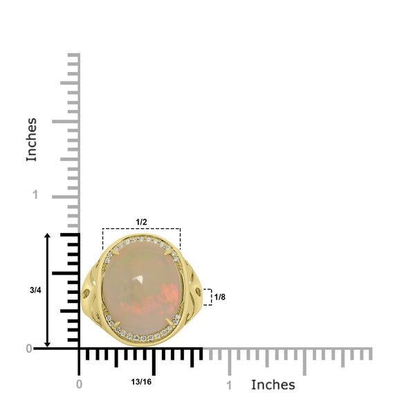 5.83ct Opal Rings with 0.093tct Diamond set in 14K Yellow Gold