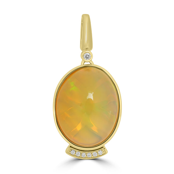 6.53ct Opal Pendants with 0.03tct Diamond set in 14K Yellow Gold