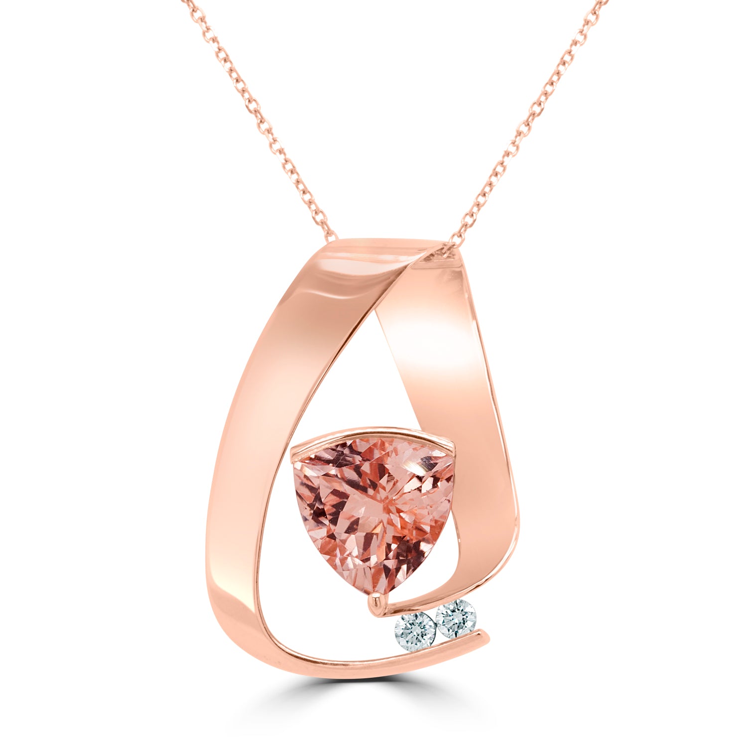 Macy's Morganite (1 ct. t.w.) & Diamond (1/6 ct. t.w.) Pendant Necklace in  14k Rose Gold, 16