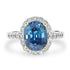 4.86ct Blue Zircon Ring with 0.58tct Diamonds set in 14K Two Tone Gold
